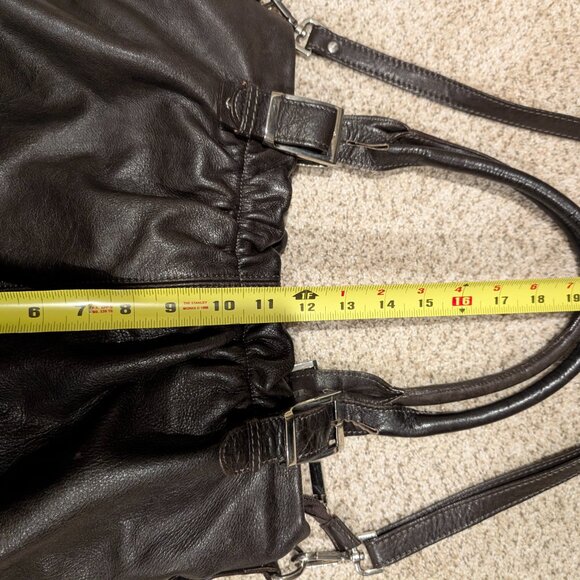 Vera Pelle Leather Purse Slouch Hobo Bag Made in Italy Brown 12” x 18” - Picture 13 of 13